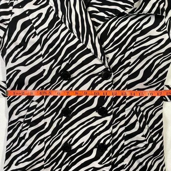 Vertigo Paris Zebra Print Trench Black White Cotton Stretch Size M - Picture 11 of 15